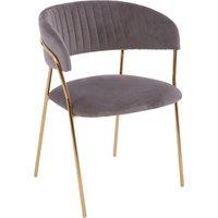 Orsina Velvet Dining Chair, Modern Dining Armchair, Gold Luxury Dining Chair for Home, Lounge in Grey