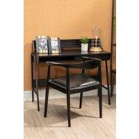 Orsina Open Back Black Leather Chair, Spacious Kitchen Chair, Classic Armchair, Garden Accent Chair, Dining Chair