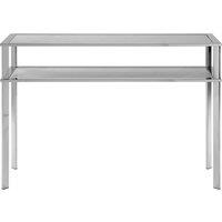 Orsina Console Table With Silver Frame, Small Table With White Porcelain Shelves, Luxe Hallway Table For Livingroom