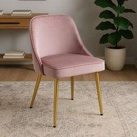 Orsina Velvet Dining Chair, Mid-Century Modern Gold Accented Velvet Dining Chairs, Luxury Dining Chair in Pink