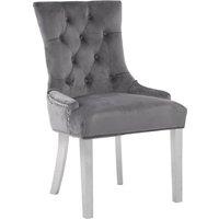 Orsina Stylish Black Velvet Dining Chair, Modern Chair For Kitchen Counter, Comfortable Velvet Upholstered Chair in Grey