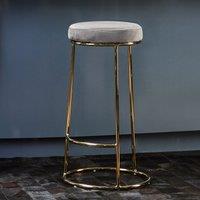 Orsina Modern Style Grey Velvet Tall Bar Stool, Stable Bar Stool For Breakfast, Robust Design Bar Stool For Kitchen in Light Grey