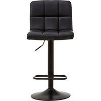 Orsina White Leather Effect Quilted Bar Stool, Quilted Design Bar Stool For Kitchen, Classic Modern Bar Stool in Black