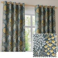 Wylder Ophelia Floral Room Darkening Eyelet Curtain Pair in Blue | Size: 229 cm width x 229 cm drop