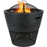 Gardenwize MGO 2 in 1 Round Fire Pit BBQ with Log Storage in Dark Grey