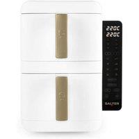 HOME LUXE INTERIOR Salter VertiCook Ultra 9L Stackable Dual Air Fryer White & Gold