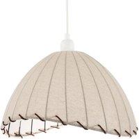 Happy Homewares Natural Linen Oatmeal Beige Pendant Light Shade with Linking Rope in Brown