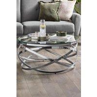 Julian Bowen Vienna Round Glass Top Spiral Frame Coffee Table in Silver