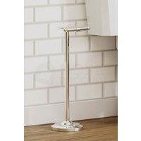 Home Discount Bath Vida Floor Standing Toilet Roll Holder Freestanding in Metallic Silver