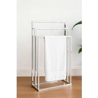 Home Discount Bath Vida 3 Tier Towel Stand Square Freestanding Storage in Metallic Silver