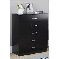 Home Discount Vida Designs Riano 5 Drawer Chest Of Drawers Storage in Black