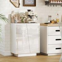HOMCOM Storage Cabinet for Bedroom High Gloss Sideboard for Living Room Hallway in White