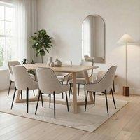FurnitureboxUK Lulworth Walnut Effect Wood Dining Table 6 Beaumont Chairs in White