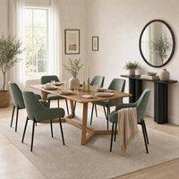 FurnitureboxUK Lulworth Walnut Effect Wood Dining Table 6 Beaumont Chairs in Brown