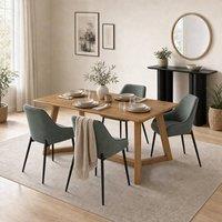 FurnitureboxUK Lulworth Whitewashed Wood Dining Table 4 Beaumont Chairs in Brown