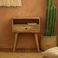Wyld Haus Modica Rustic Mango Wood Bedside Table with Open Shelf in Brown