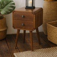 Wyld Haus Venzone Mini Chestnut Mango Wood Bedside Table 2 Drawers in Brown