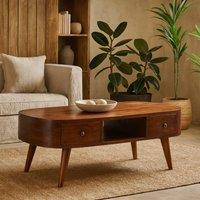 Wyld Haus Rawai Chestnut Mango Wood Round TV Media Unit in Brown