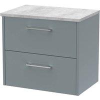 Balterley Winshill 2 Drawer Wall Hung Vanity Unit with Worktop, Grey, 600mm in Grey