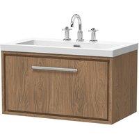 Balterley Longnor 1 Drawer Unit with 3TH Fireclay Basin, Antique Oak, 800mm in Brown
