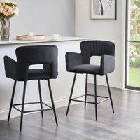 Wyld and Coco Counter Bar Chair Black with Armrests and Cutout Back