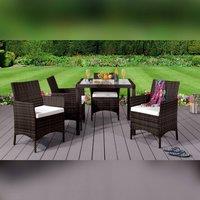 Comfy Living Ltd 5PC Rattan Dining Outdoor Garden Square Patio Furniture Set in Brown