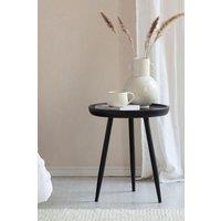 MH London Round Mango Wood & Iron Side Table, Bedside End Table for Living Room & Bedroom - Chervey (Small) in Black