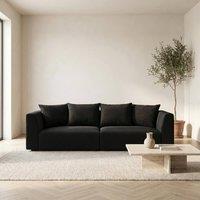 Abakus Direct Tokyo 3 Seater Sofa Basket Weave Fabric with Deep Seats in Black