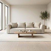 Abakus Direct Tokyo 3 Seater Sofa Basket Weave Fabric with Deep Seats in Light Sand
