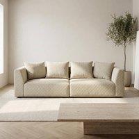 Abakus Direct Tokyo 3 Seater Sofa Basket Weave Fabric with Deep Seats in Beige