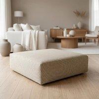 Abakus Direct Tokyo Footstool Basket Weave Fabric in Beige
