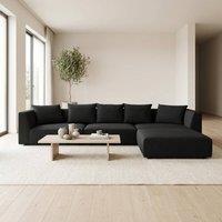 Abakus Direct Tokyo Large Corner Sofa Basket Weave Fabric with Deep Seats in Black