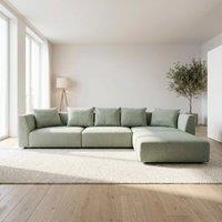 Abakus Direct Tokyo Large Corner Sofa Basket Weave Fabric with Deep Seats in Green