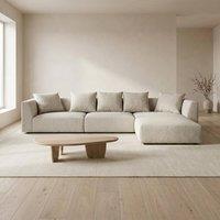 Abakus Direct Tokyo Large Corner Sofa Basket Weave Fabric with Deep Seats in Light Sand