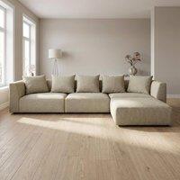 Abakus Direct Tokyo Large Corner Sofa Basket Weave Fabric with Deep Seats in Beige