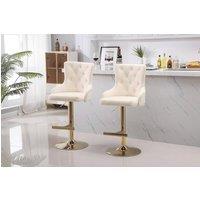 Hygrad Built to Survive Set Of 2 Kitchen Bar Stools Swivel Breakfast Chairs in Cream