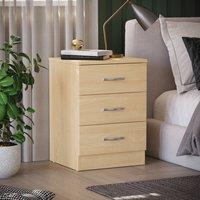 HD Designs Riano 3 Drawer Bedside Cabinet Chest of Drawers in Brown