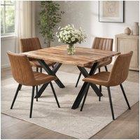 KDMD Malmo Tan Swivel Dining Chair Modern Scandinavian Comfort in Brown
