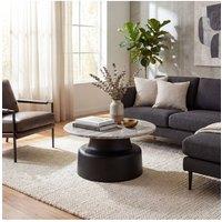 KDMD Oura Round Coffee Table Modern Circular Living Room Centerpiece in Black