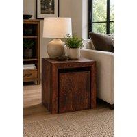 IH Design Southborough Deep Walnut Mango Nest of 2 Side Tables in Brown