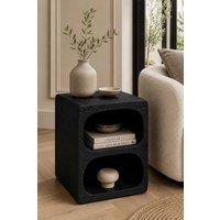 IH Design Barlestone Block Side End Table with Black Stone Finish