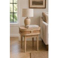 IH Design Burford Solid Mango Wooden Textured Bedside Table 55cm in Tan