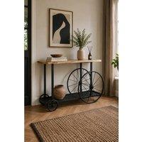 IH Design Launceston Mango Wood Console Table with Reclaimed Metal Base in Brown