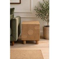 IH Design Yealmpton Fluted Mango Wood Bedside Table in Brown