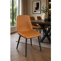 IH Design Corona Tan Faux Leather Dining Chairs Set of 4 with Black Steel Legs