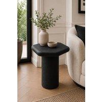 IH Design Aspley Pentagon Textured Side Table with Rustic Charm in Black