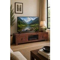 IH Design Southborough Mango Solid Wood Plasma Media Unit with Drawers in Brown