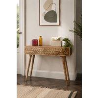IH Design Cliddesden Solid Mango Wood Console Table with 2 Drawers in Natural