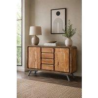 IH Design Auckley Acacia Wood & Metal Sideboard with Adjustable Shelf in Brown