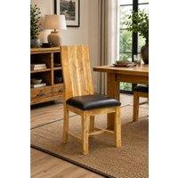 IH Design Cosmopolitan Industrial Acacia Dining Chairs Pair Black Leather in Brown